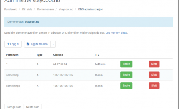 Oppdatert DNS administrasjon